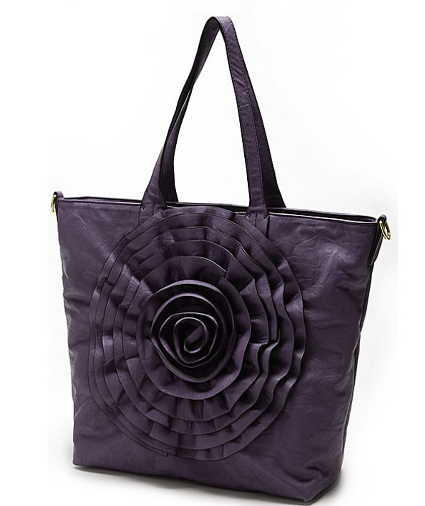Fashion Pu leather handbags with flowers