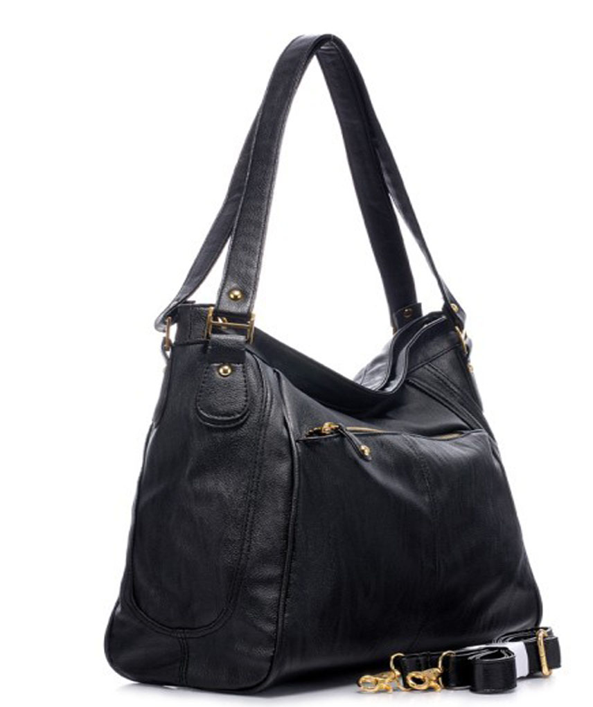 Offer Black Pu leather handbag( H80049)