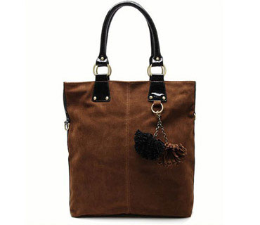 Faux suede leather tote bag 