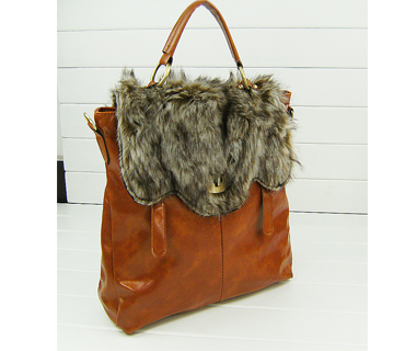 Fur leather messenger bag ( H80222)