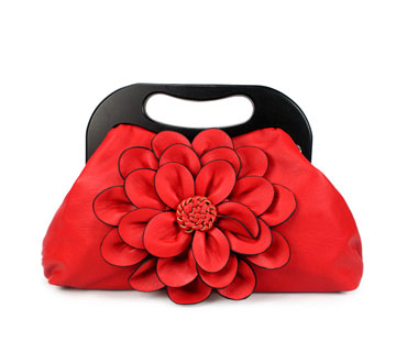 Flower pu leather clutch bag